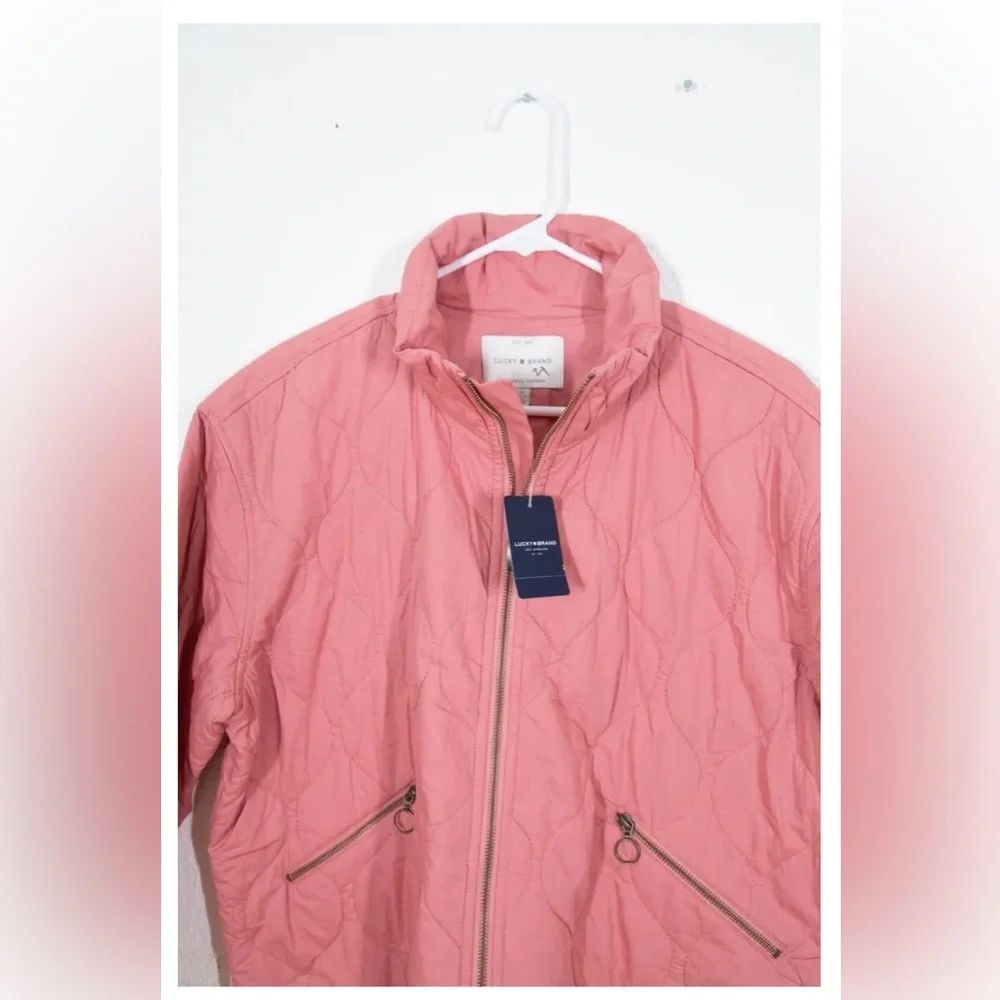 Lucky Brand Pink Quilted Carry On Jacket - Large NWT - Picture 6 of 8